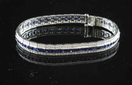 Appraisal: An ct white gold sapphire and diamond set triple line