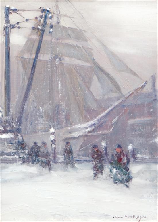 Appraisal: BERTHELSEN JOHANN American - New York Dock in Winter oil