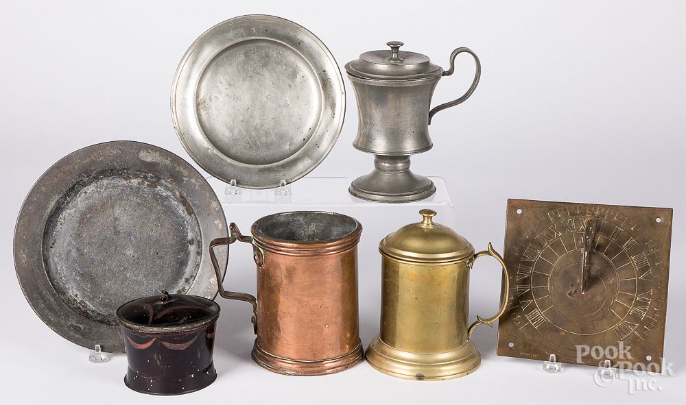 Appraisal: Miscellaneous metalware Miscellaneous metalware to include two pewter plates a