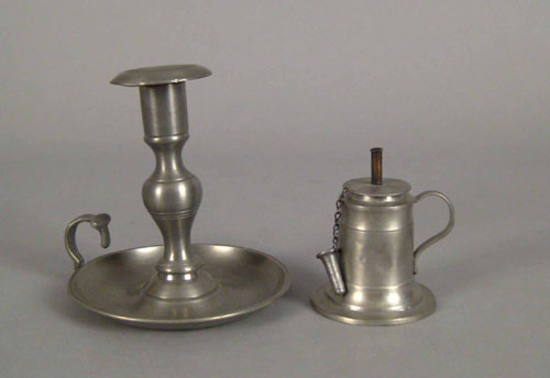 Appraisal: New York pewter chamberstick ca bearing the touch of Henry