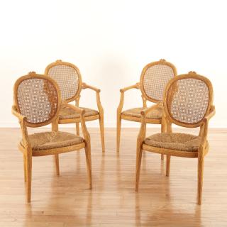 Appraisal: Set Italian faux bois armchairs Set Italian faux bois armchairs