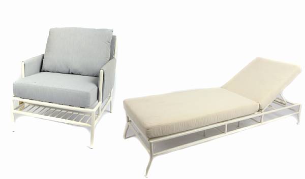 Appraisal: A Thomas Pheasant outdoor single chaise together with a pair