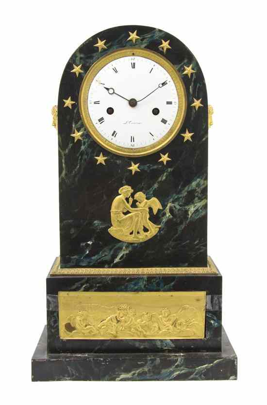 Appraisal: An Empire Gilt Bronze Mounted Tole Mantel Clock of domed