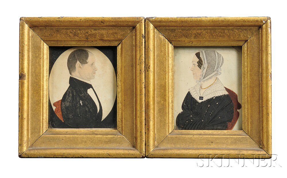 Appraisal: Pair of Watercolor Miniature Portraits attributed to a member of