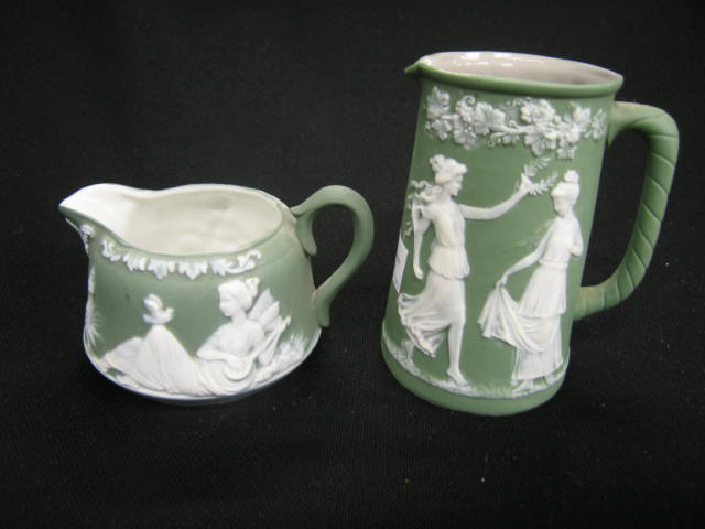 Appraisal: Pcs German Jasperware creamer milk pitcher maiden decor