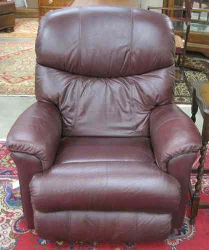 Appraisal: BURGUNDY LEATHER RECLINER La-Z-Boy Furniture Inc Monroe Michigan recent