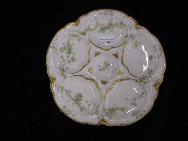 Appraisal: Haviland Limoges Porcelain Oyster Plate floral garland gold trim ''