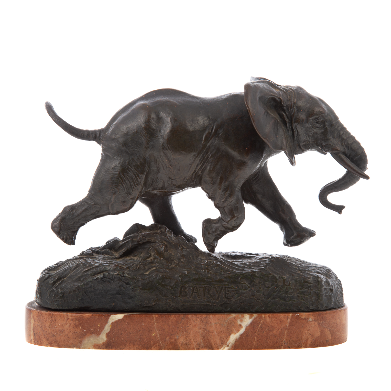 Appraisal: ANTOINE LOUIS BAYRE SENEGALESE ELEPHANT BRONZE French - charging elephant