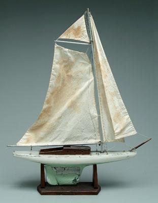 Appraisal: Wooden cutter rigged pond sailer white topsides and green hull