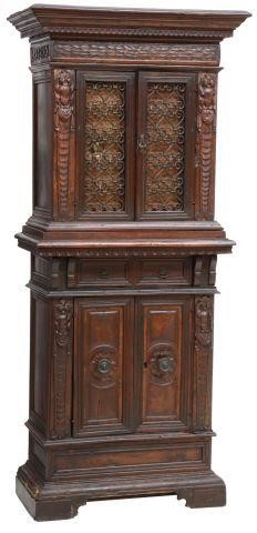 Appraisal: Italian walnut court cabinet late th c later fitted with