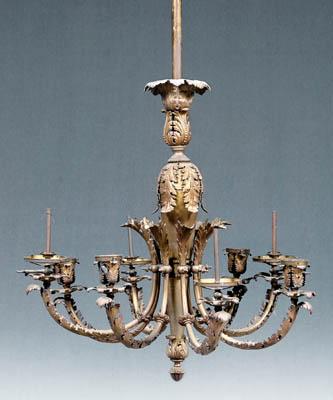 Appraisal: Gilt bronze eight-light gas fixture gilt brass and bronze with