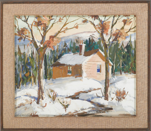 Appraisal: HENRY GASSER American - Cabin in Snow gouache on paper