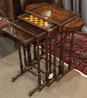 Appraisal: lot of Continental rosewood nesting tables lot of Continental rosewood