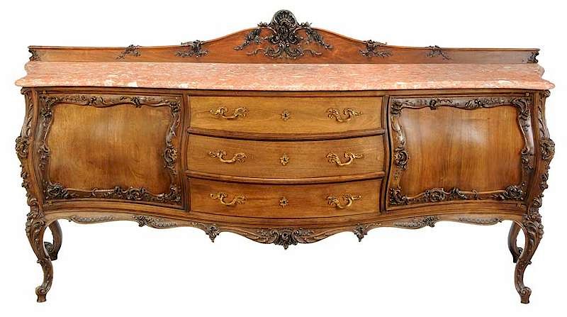 Appraisal: Provincial Louis XV Style Carved Sideboard French th century well-carved