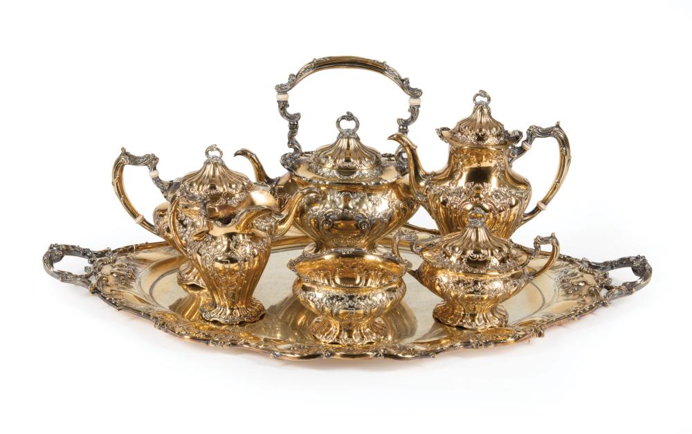 Appraisal: Gorham Chantilly Grand Sterling Silver Gilt Tea and Coffee Service