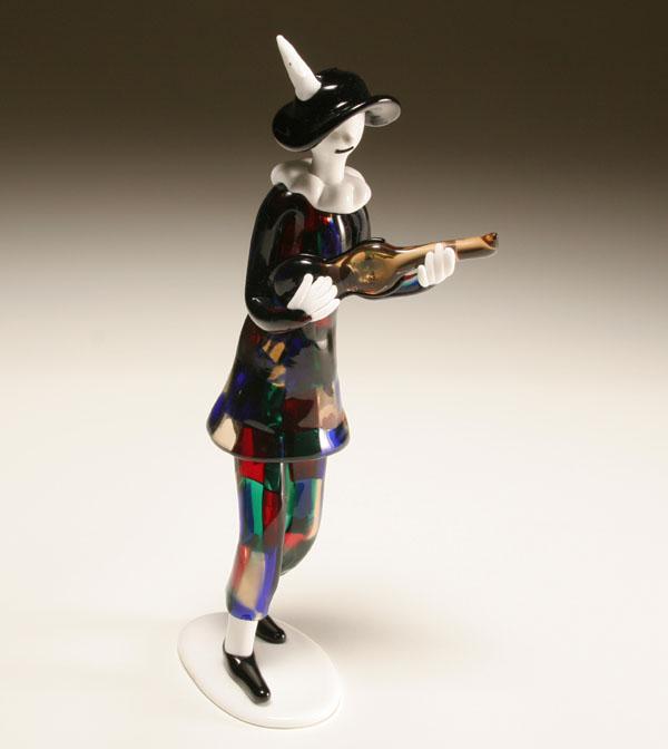 Appraisal: Venini Pezzati art glass figure Guitar playing lattimo figure with