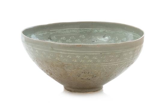 Appraisal: Sale Lot A Slip-Inlaid Celadon Glazed Bowl likely koryo dynasty