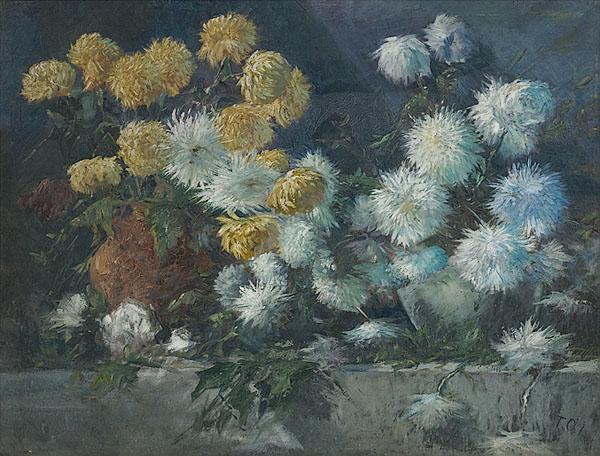 Appraisal: THOMAS CORWIN LINDSAY AMERICAN - Chrysanthemumsoil on canvassigned l r