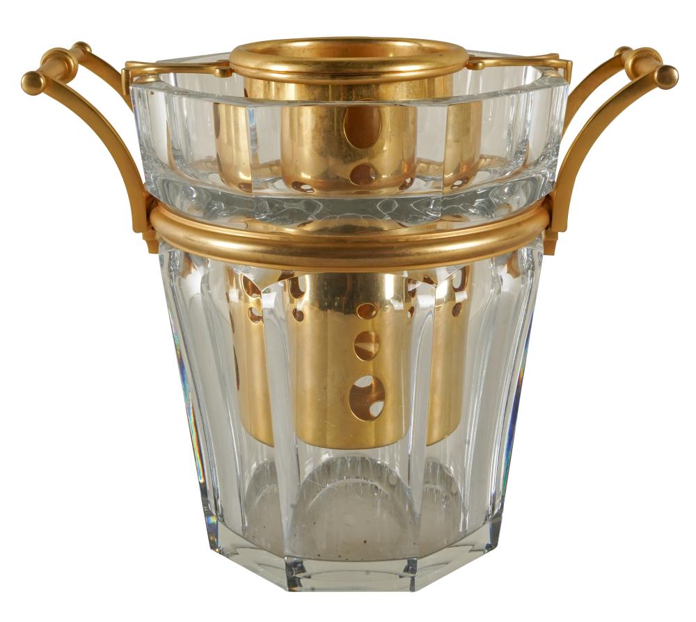 Appraisal: BACCARAT CRYSTAL GILT BRASS WINE COOLERmarked to underside with pierced