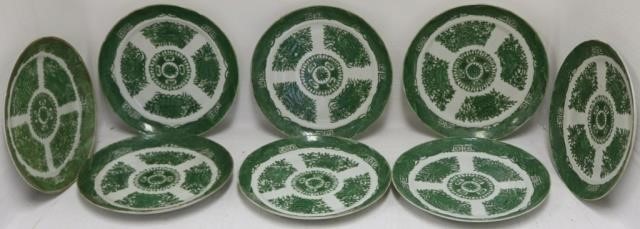 Appraisal: SET OF EARLY TH C GREEN AND WHITE CHINESEEXPORT PLATES