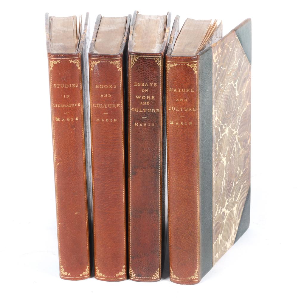 Appraisal: FOUR HALF-BOUND LEATHER ON MARBLE BOARD ANTIQUE BOOKS BY HAMILTON