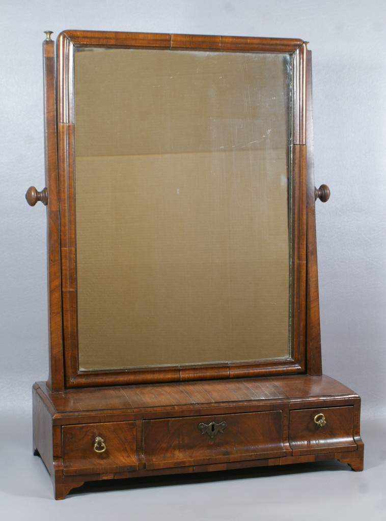 Appraisal: Mahogany QA shaving mirror English th c drawers w h