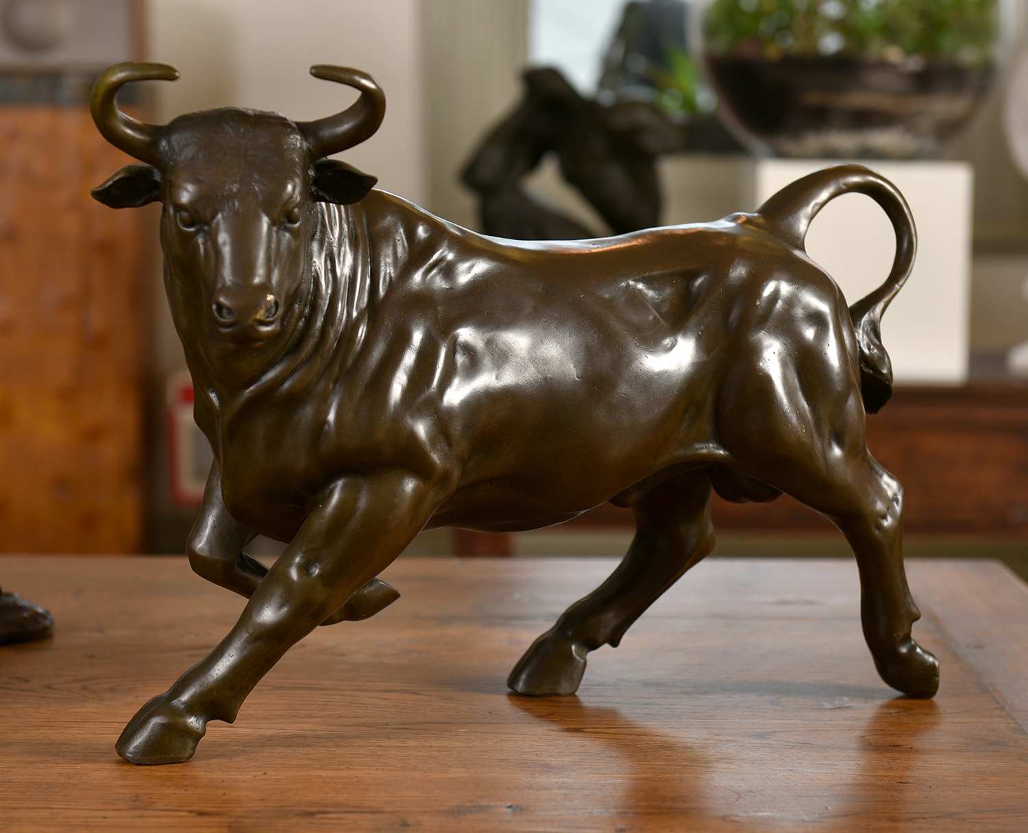 Appraisal: A BRONZE RAGING BULL h x w x d