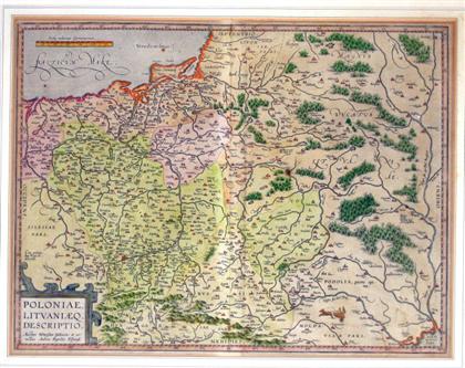 Appraisal: piece Hand-Colored Engraved Map Ortelius Abraham Poloniae Lituaniaeq Descriptio Amsterdam