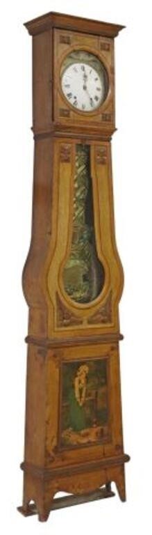 Appraisal: French Provincial Morbier longcase clock th c having molded cornice