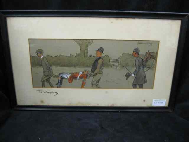 Appraisal: Charles Johnson Payne ''Snaffles'' Watercolor ''The Wreckers'' fox hunt rider