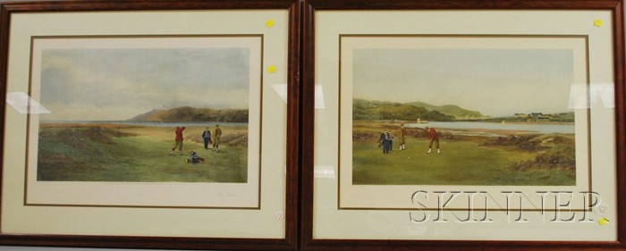 Appraisal: Pair of Framed Hand-colored Lithograph British Golfing Prints The Drive