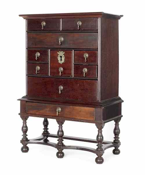 Appraisal: Rare Philadelphia mahogany valuables chest on stand ca the upper