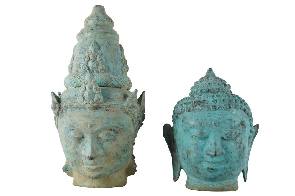 Appraisal: TWO THAI CAST METAL HEADS OF BUDDHACondition the taller bust