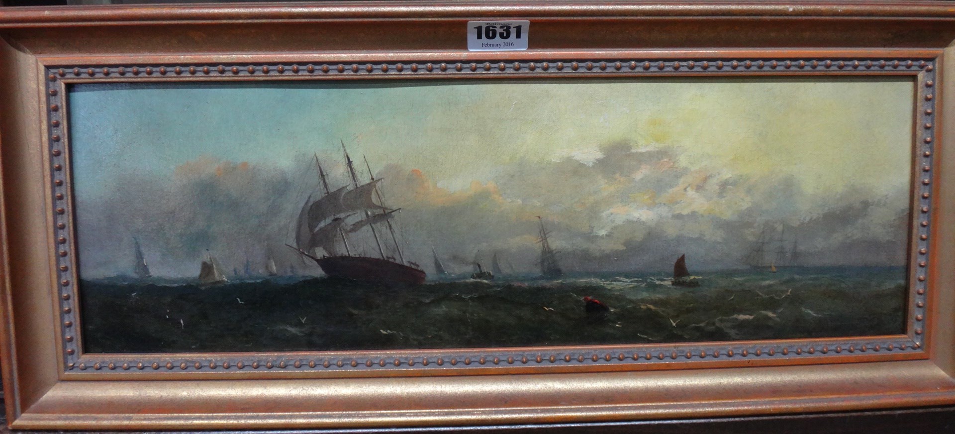 Appraisal: Attributed to Adolphus Knell fl - Shipping at dusk oil