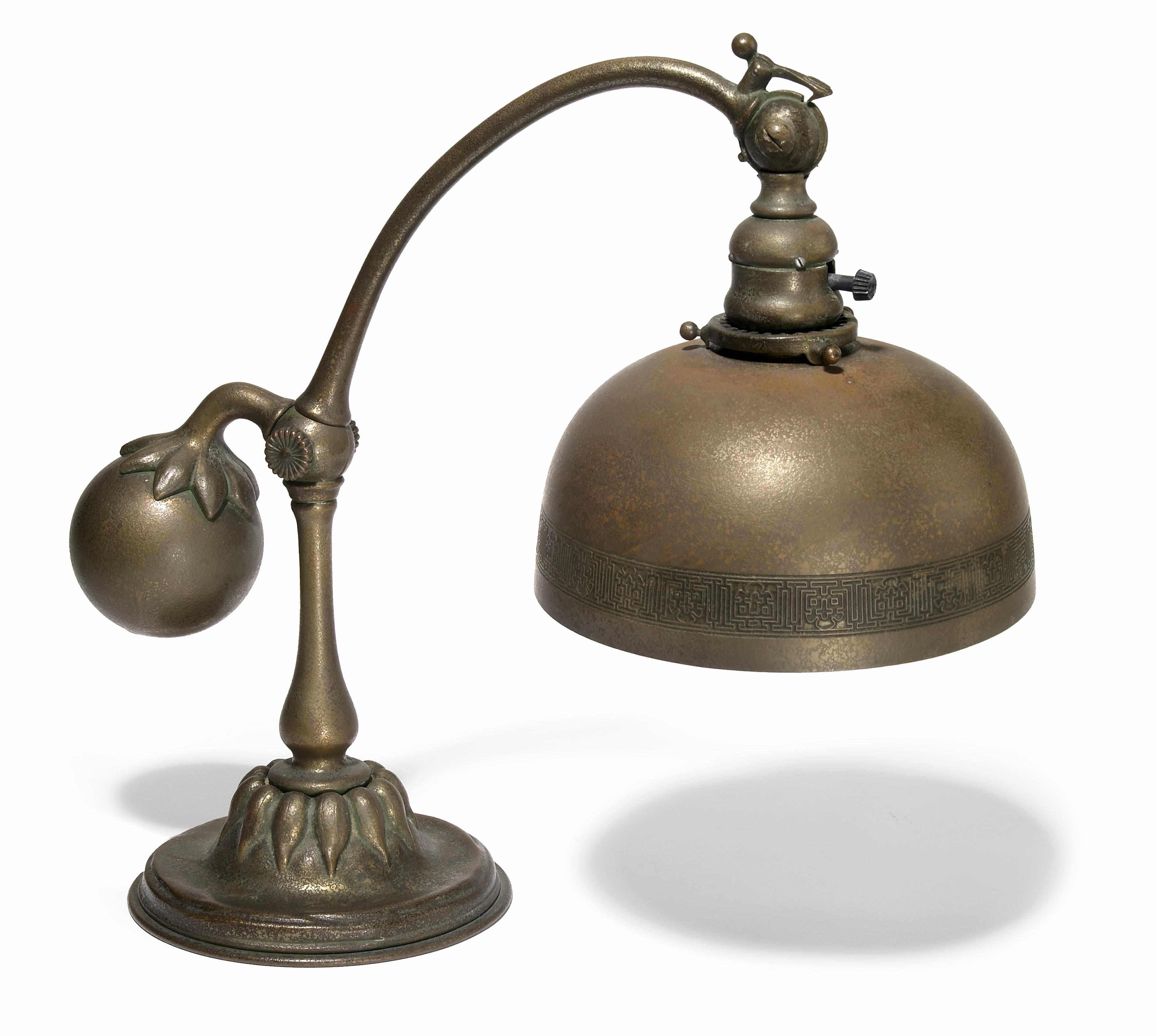 Appraisal: A Tiffany Studios patinated bronze counter balance desk lamp -