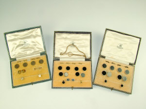 Appraisal: A cased gentlemen's cufflink dress set retailed by Mappin Webb