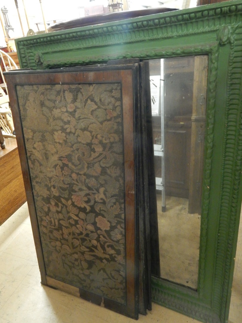 Appraisal: A thC gesso wall mirror later painted green and a