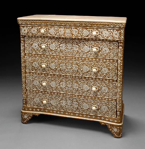 Appraisal: A Levantine shell inlaid chest of drawers late th century