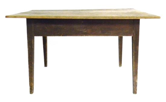 Appraisal: th C single drawer tavern table scrubbed two-board top straight