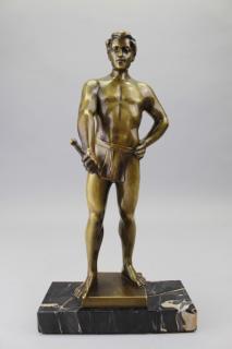 Appraisal: Hans Keck German act - Bronze male figure on marble