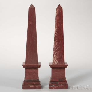 Appraisal: Pair of Grand Tour Marble Obelisks France th century each