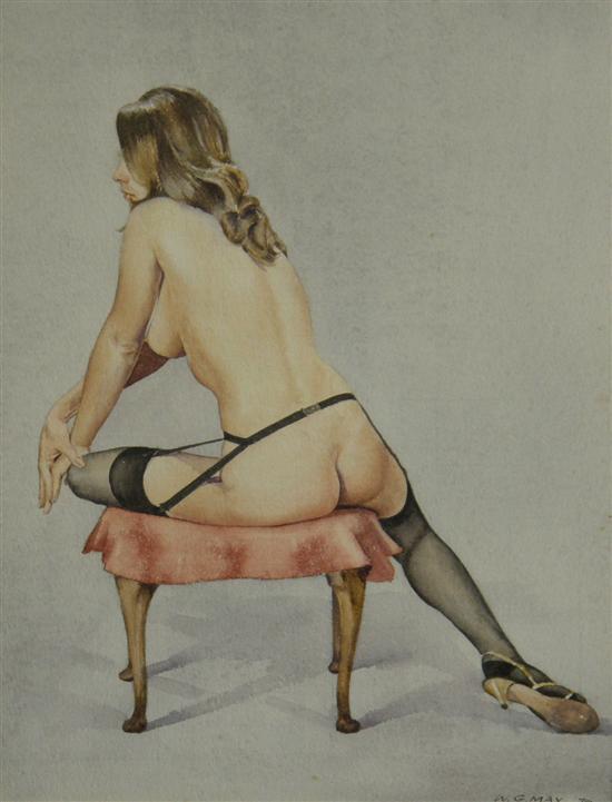 Appraisal: Wilfred G May watercolour female nude with brown hair and