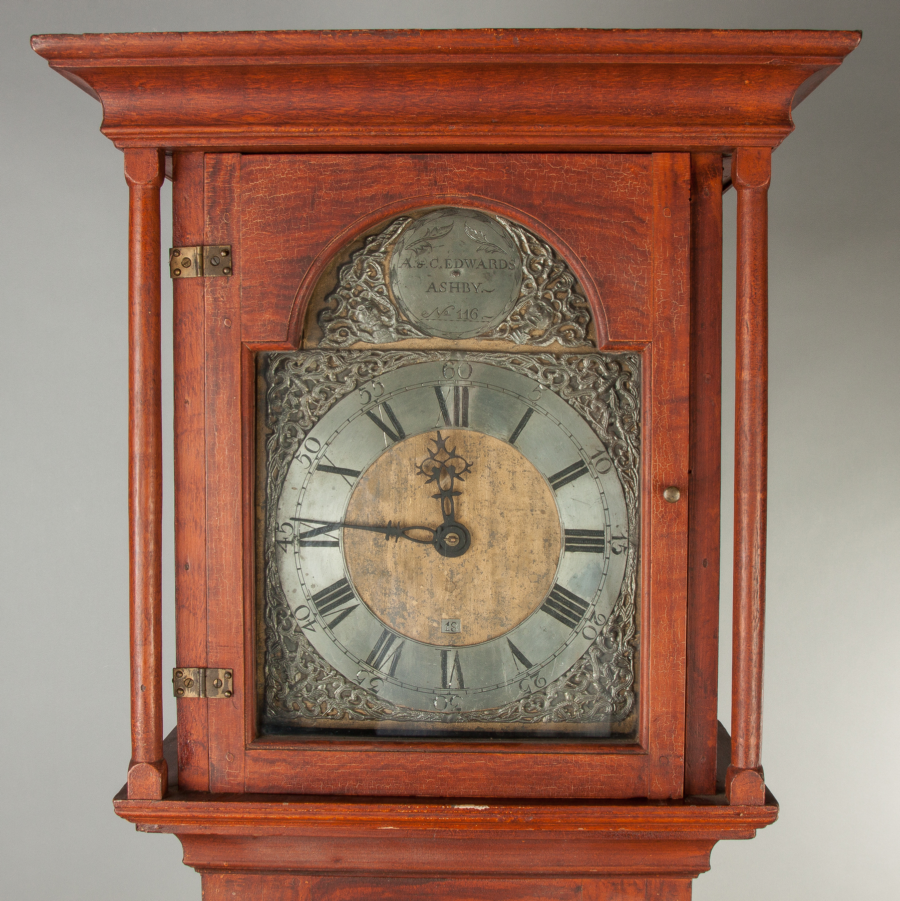 Appraisal: A C Edwards Tall Case Clock Ashby MA No Grain