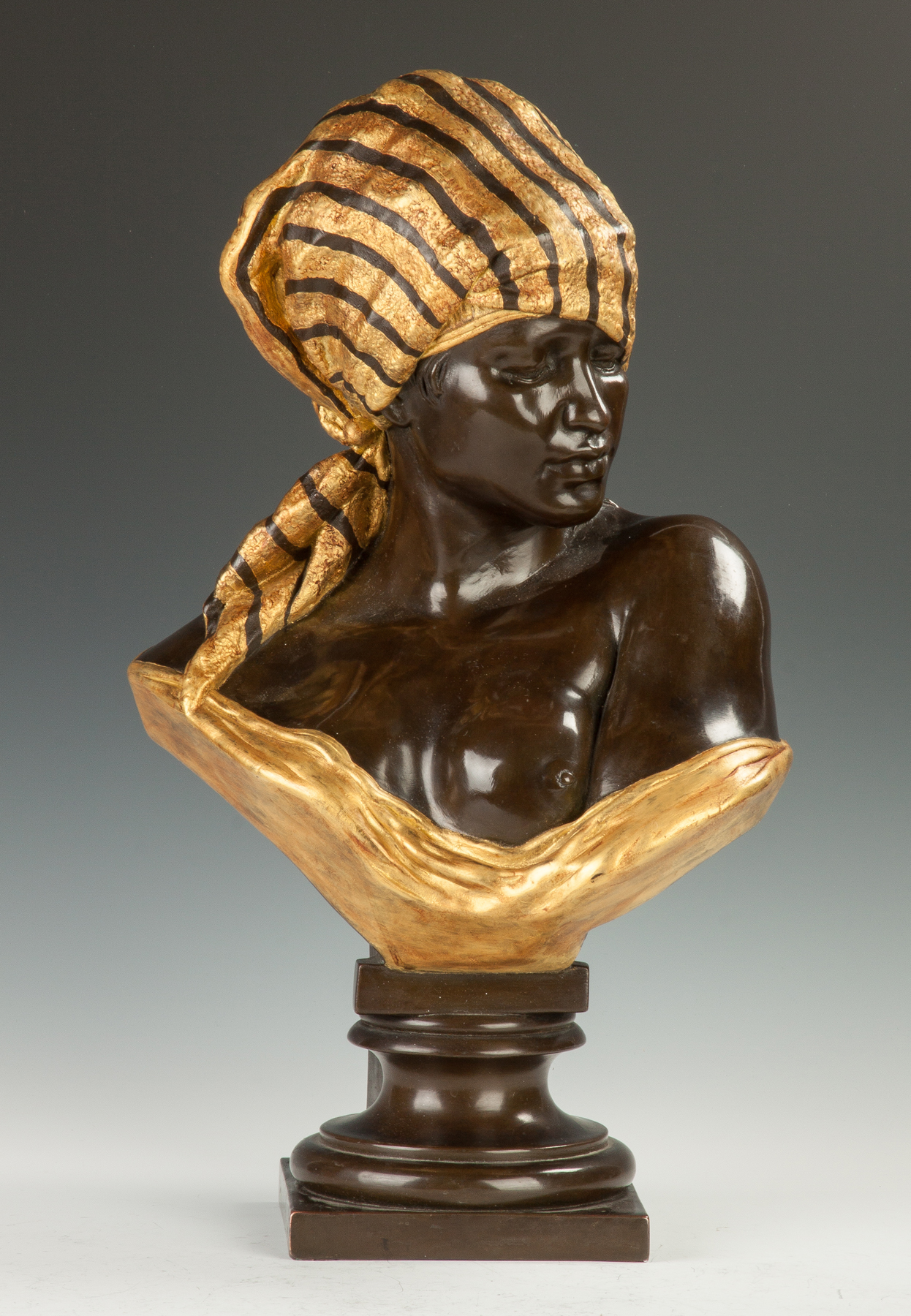 Appraisal: Rudolf Thiele German - Patinaed Metal Bust of a Nubian