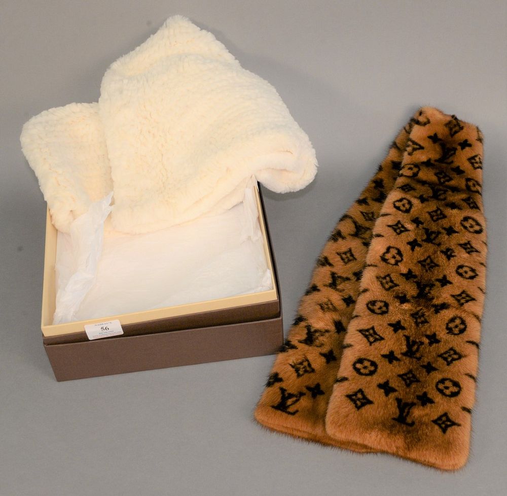 Appraisal: Two piece group Louis Vuitton monogram fur scarf lg along