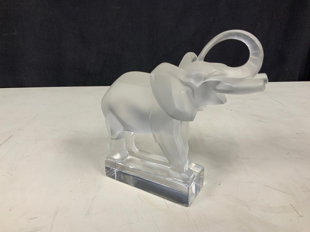 Appraisal: LALIQUE PARTIAL FROSTED CRYSTAL ELEPHANT H INLalique Partial Frosted Crystal