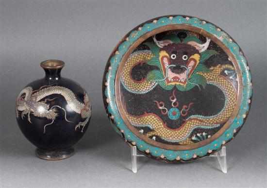 Appraisal: Chinese cloisonne enamel low bowl and a Japanese cloisonne enamel