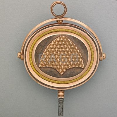 Appraisal: VICTORIAN WATCH FOB KEY WITH MATCH STRIKE Drop fob swivels