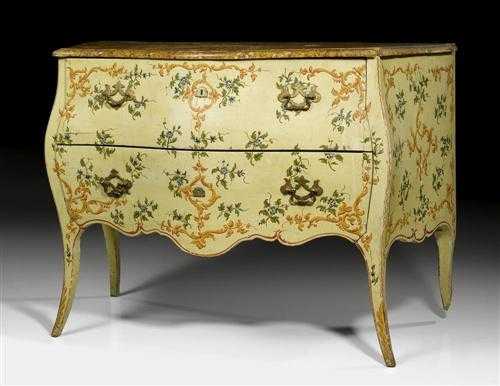 Appraisal: PAINTED CHEST OF DRAWERS Louis XV Genoa th century Wood