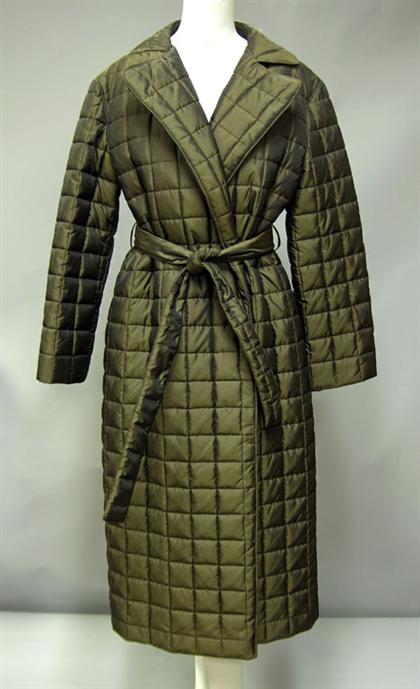 Appraisal: Halston quilted winter coat s Labeled Halston for Misty Harbor